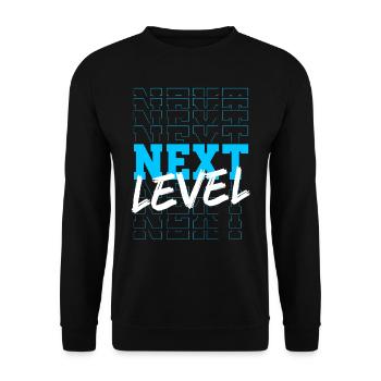 Next level neon blue typography design - Unisex Sweatshirt - black - Front - Alina (178cm) & Michal (187cm)