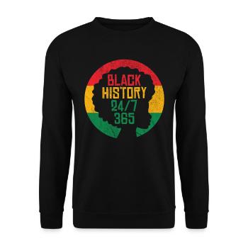 Schwarze Geschichte 24/7 365 - Unisex Pullover - Schwarz - Vorne - Alina (178cm) & Michal (187cm)