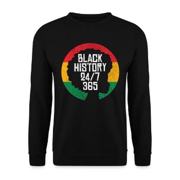 Schwarze Geschichte 247 365 - Unisex Pullover - Schwarz - Vorne - Alina (178cm) & Michal (187cm)