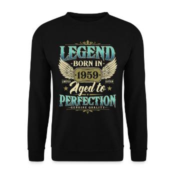 Legende 1959 geboren Jahrgang Geburtstag Geschenk - Unisex Pullover - Schwarz - Vorne - Alina (178cm) & Michal (187cm)