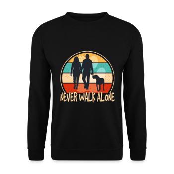 Propriétaire de chien avec chien Never Walk Alone - Sweat-shirt Unisexe - noir - Devant - Alina (178cm) & Michal (187cm)