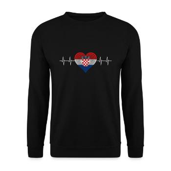 Croatia Kroatien Herz Herzschlag - Unisex Pullover - Schwarz - Vorne - Alina (178cm) & Michal (187cm)