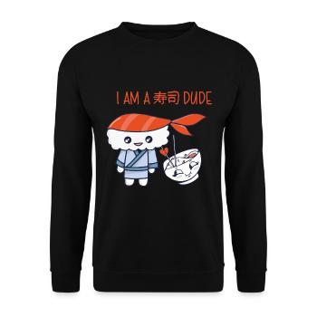 Kawaii Japanese Food Salmon Salmon Sushi Roll - Sweat-shirt Unisexe - noir - Devant - Alina (178cm) & Michal (187cm)