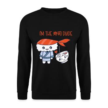 Kawaii Japanese Food Salmon Salmon Sushi Roll - Unisex Sweatshirt - black - Front - Alina (178cm) & Michal (187cm)