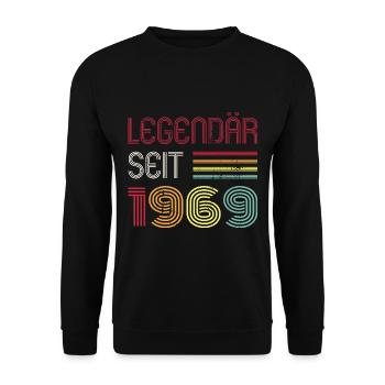 Legendär Seit 1969 Jahr Retro 69er Jahrgang - Unisex Pullover - Schwarz - Vorne - Alina (178cm) & Michal (187cm)