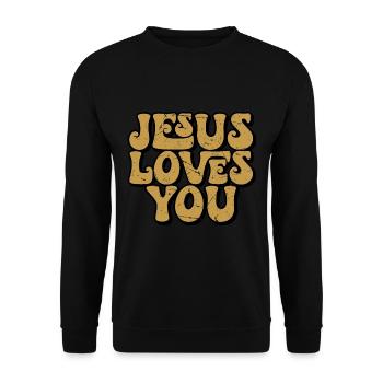 Jésus t’aime - Jesus liebt dich - Chrétien - Sweat-shirt Unisexe - noir - Devant - Alina (178cm) & Michal (187cm)