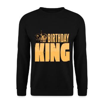 Birthday King with a Crown Happy Birthday - Unisex Pullover - Schwarz - Vorne - Alina (178cm) & Michal (187cm)