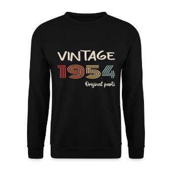 Original 1954 Vintage | Geburtstagsgeschenk 1954 - Unisex Pullover - Schwarz - Vorne - Alina (178cm) & Michal (187cm)