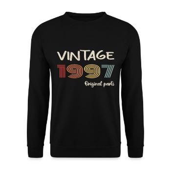 Original 1997 Vintage | Geburtstagsgeschenk 1997 - Unisex Pullover - Schwarz - Vorne - Alina (178cm) & Michal (187cm)