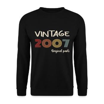 Original 2007 Vintage | Geburtstagsgeschenk 2007 - Unisex Pullover - Schwarz - Vorne - Alina (178cm) & Michal (187cm)
