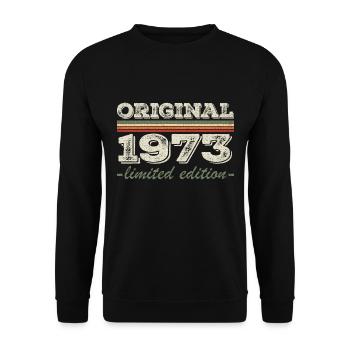 Legend since 1973 Born 1973 Birthday 1973 - Unisex Sweatshirt - black - Front - Alina (178cm) & Michal (187cm)