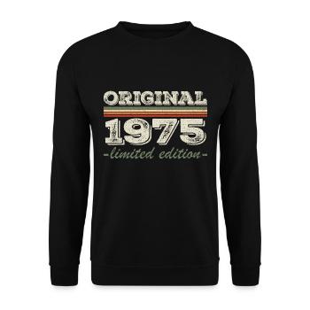 Legend since 1975 Born 1975 Birthday 1975 - Unisex Sweatshirt - black - Front - Alina (178cm) & Michal (187cm)