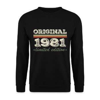 Legende seit 1981 Geboren 1981 Geburtstag 1981 - Unisex Pullover - Schwarz - Vorne - Alina (178cm) & Michal (187cm)