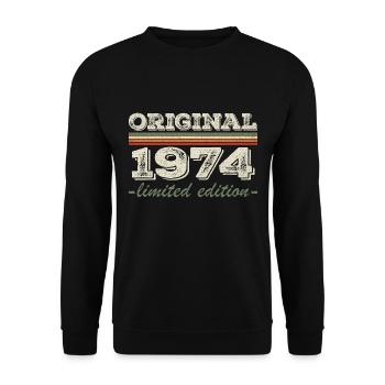 Legend since 1974 Born 1974 Birthday 1974 - Unisex Sweatshirt - black - Front - Alina (178cm) & Michal (187cm)