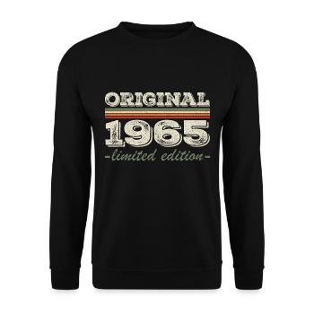 Legend since 1965 Born 1965 Birthday 1965 - Unisex Sweatshirt - black - Front - Alina (178cm) & Michal (187cm)