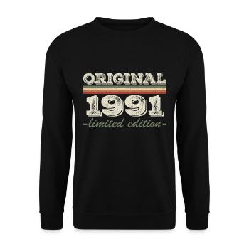 Legende seit 1991 Geboren 1991 Geburtstag 1991 - Unisex Pullover - Schwarz - Vorne - Alina (178cm) & Michal (187cm)