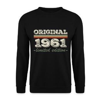 Legend since 1961 Born 1961 Birthday 1961 - Unisex Sweatshirt - black - Front - Alina (178cm) & Michal (187cm)