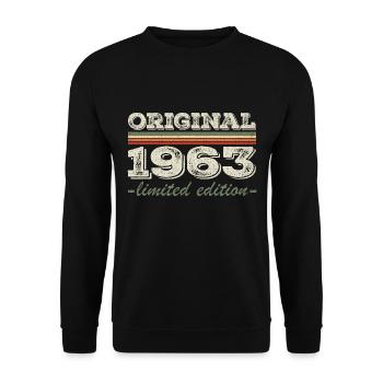 Legende seit 1963 Geboren 1963 Geburtstag 1963 - Unisex Pullover - Schwarz - Vorne - Alina (178cm) & Michal (187cm)
