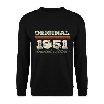 Legend since 1951 Born 1951 Birthday 1951 - Unisex Sweatshirt - black - Front - Alina (178cm) & Michal (187cm)