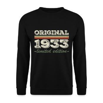 Legend since 1933 Born 1933 Birthday 1933 - Unisex Sweatshirt - black - Front - Alina (178cm) & Michal (187cm)