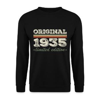 Legende seit 1935 Geboren 1935 Geburtstag 1935 - Unisex Pullover - Schwarz - Vorne - Alina (178cm) & Michal (187cm)