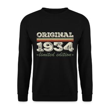 Legende seit 1934 Geboren 1934 Geburtstag 1934 - Unisex Pullover - Schwarz - Vorne - Alina (178cm) & Michal (187cm)