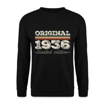 Legend since 1936 Born 1936 Birthday 1936 - Unisex Sweatshirt - black - Front - Alina (178cm) & Michal (187cm)