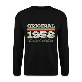 Legend since 1958 Born 1958 Birthday 1958 - Unisex Sweatshirt - black - Front - Alina (178cm) & Michal (187cm)