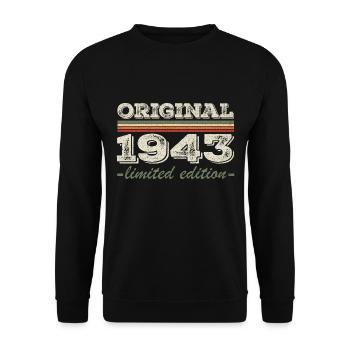 Legend since 1943 Born 1943 Birthday 1943 - Unisex Sweatshirt - black - Front - Alina (178cm) & Michal (187cm)