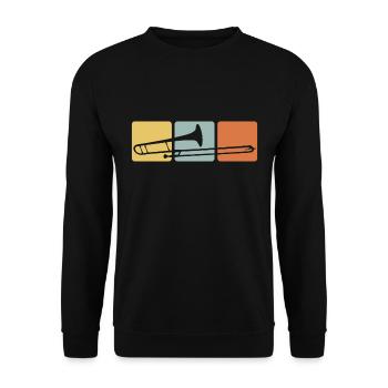Trombone T-Shirt Trombone Player Gift Retro - Sweat-shirt Unisexe - noir - Devant - Alina (178cm) & Michal (187cm)