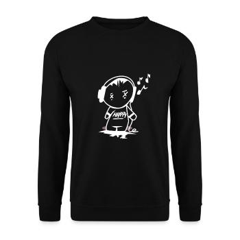 Happy unhappy music male with notes - Unisex Sweatshirt - black - Front - Alina (178cm) & Michal (187cm)