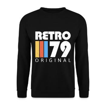 1979 Geburtstag geboren im Jahr 1979 Retro Vintage - Unisex Pullover - Schwarz - Vorne - Alina (178cm) & Michal (187cm)