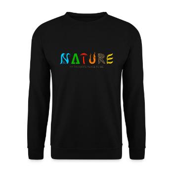 Wandern Nature Typographic Design - Unisex Pullover - Schwarz - Vorne - Alina (178cm) & Michal (187cm)