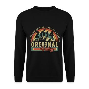 2014 Anniversaire né en 2014 Retro Vintage - Sweat-shirt Unisexe - noir - Devant - Alina (178cm) & Michal (187cm)
