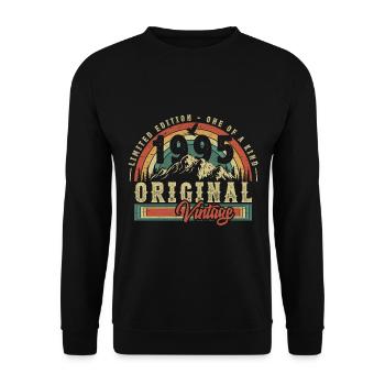1995 Birthday born in 1995 Retro Vintage - Unisex Sweatshirt - black - Front - Alina (178cm) & Michal (187cm)