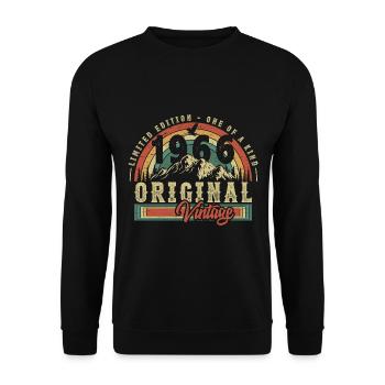 Hergestellt 1966, Geboren 1966 Geburtstag - Unisex Pullover - Schwarz - Vorne - Alina (178cm) & Michal (187cm)