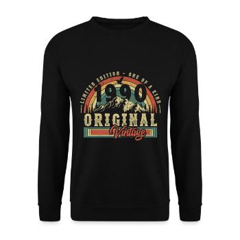 1990 Vintage Anniversaire Rétro Vintage Cadeau - Sweat-shirt Unisexe - noir - Devant - Alina (178cm) & Michal (187cm)