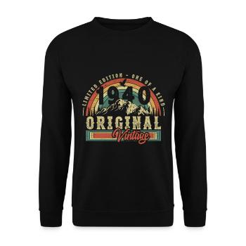 1940 Anniversaire né en 1940 Rétro Vintage - Sweat-shirt Unisexe - noir - Devant - Alina (178cm) & Michal (187cm)