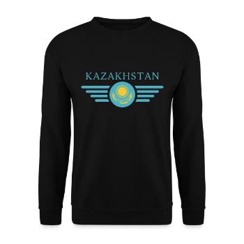 J’aime le Kazakhstan, T-shirt design de style élégance - Sweat-shirt Unisexe - noir - Devant - Alina (178cm) & Michal (187cm)