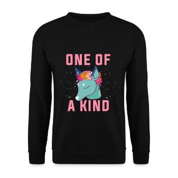Einer von einer Art. Einzigartige Dow.Magical Gifts.Deer. Fohlen - Unisex Pullover - Schwarz - Vorne - Alina (178cm) & Michal (187cm)