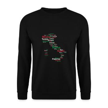 Italie drapeau contour villes voyage voyage Rome - Sweat-shirt Unisexe - noir - Devant - Alina (178cm) & Michal (187cm)