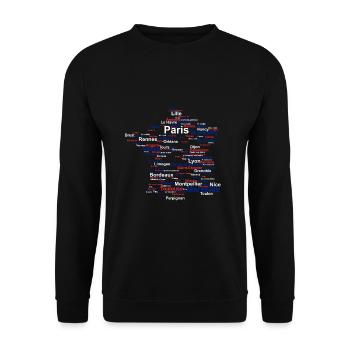Frankreich Umriss Flagge Reise Paris Urlaub Karte - Unisex Pullover - Schwarz - Vorne - Alina (178cm) & Michal (187cm)