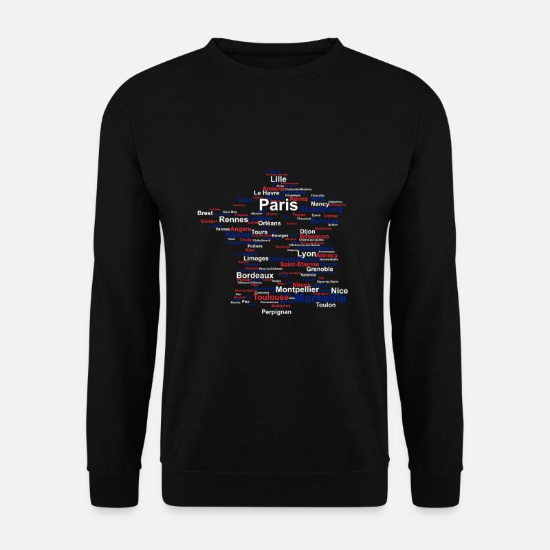 Frankreich Umriss Flagge Reise Paris Urlaub Karte - Unisex Pullover - Schwarz