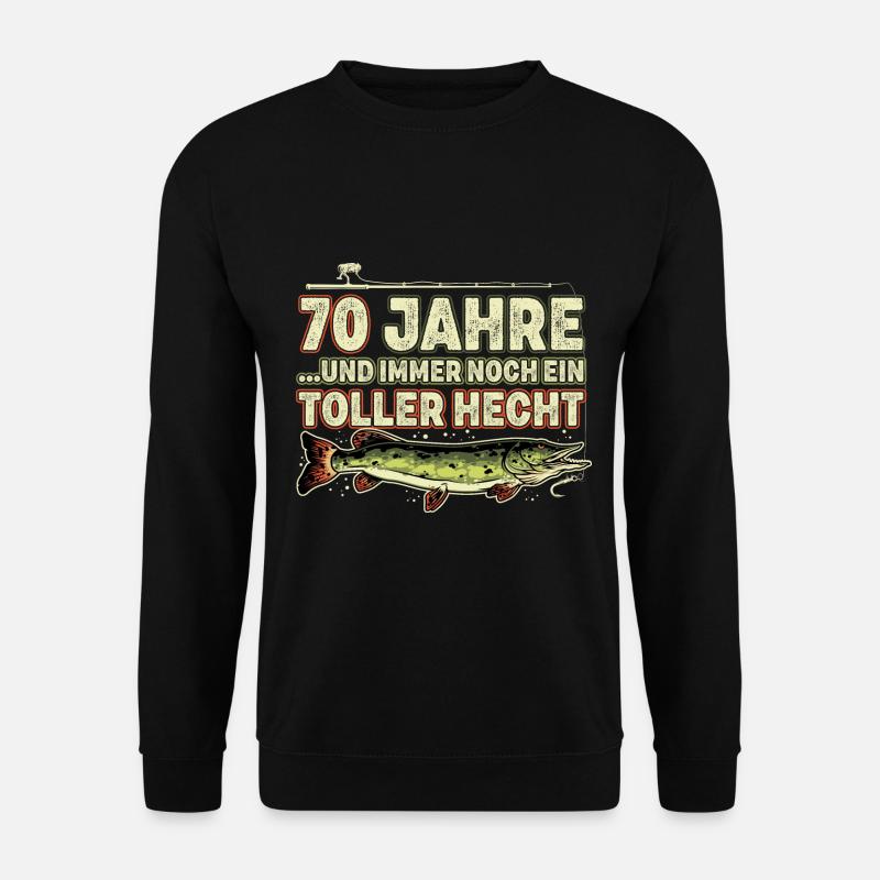 70 Jahre Geburtstag Angler Lustig Spruch Männer - Unisex Pullover - Schwarz