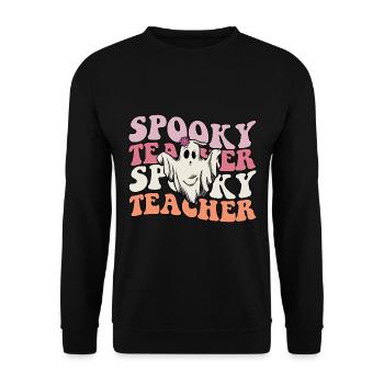 Teacher Halloween Ghost Spooky Teacher - Unisex Sweatshirt - black - Front - Alina (178cm) & Michal (187cm)