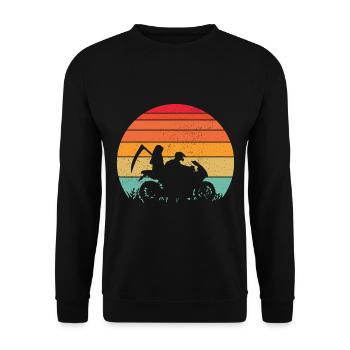 BIKER LEIDENSCHAFT GESCHENK GRIMMIGER SENSENMANN TOD - Unisex Pullover - Schwarz - Vorne - Alina (178cm) & Michal (187cm)