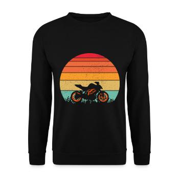 Motorcycle Sunset Retro Orange - Unisex Sweatshirt - black - Front - Alina (178cm) & Michal (187cm)