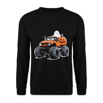 Monster Truck Halloween Ghost Pumpkin Boy - Unisex Sweatshirt - black - Front - Alina (178cm) & Michal (187cm)