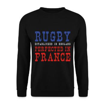 Rugby Perfected In France Rugby - Unisex Pullover - Schwarz - Vorne - Alina (178cm) & Michal (187cm)