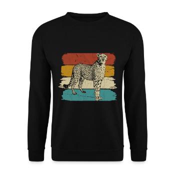Cheetah wildlife retro - Unisex Sweatshirt - black - Front - Alina (178cm) & Michal (187cm)